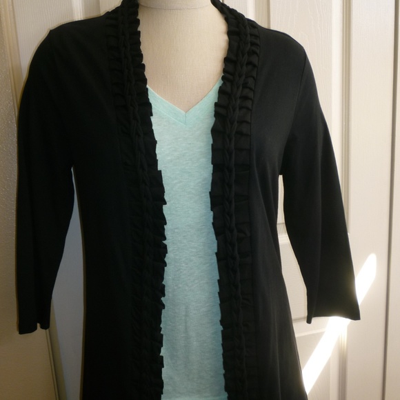 Coldwater Creek Black Open Ruffle Front Jacket - Picture 6 of 8